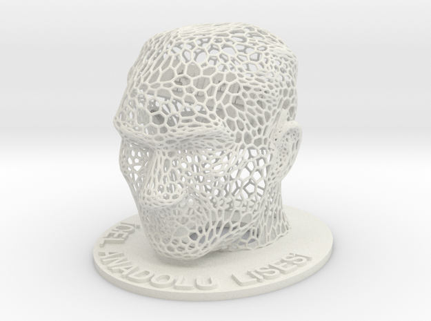 Customizable Name Plate in voronoi Ataturk bust in White Natural Versatile Plastic