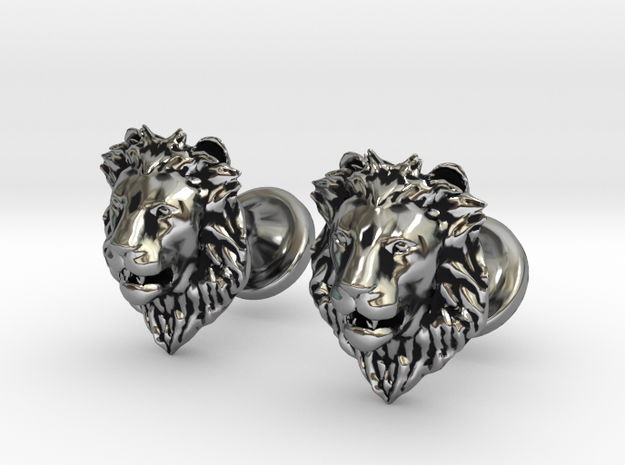 Lions Head cufflinks in Antique Silver