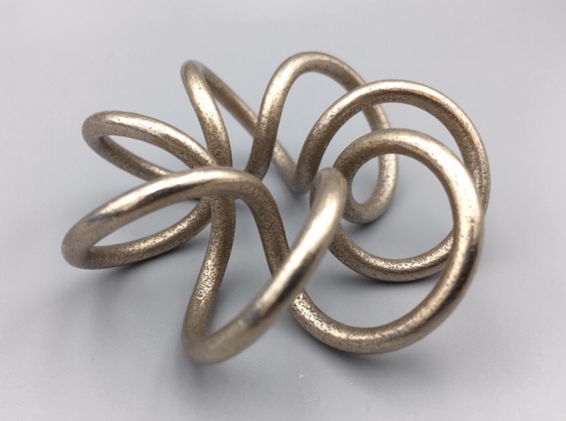 Steel Torus Knot (2,7) in Polished Bronzed-Silver Steel