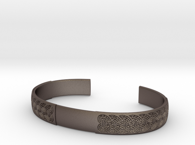 Borre motif cuff - L in Polished Bronzed-Silver Steel