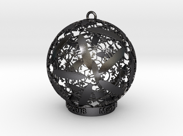 Unicorn Solstice Ornament in Polished and Bronzed Black Steel: Medium
