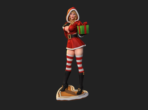 Sandra Claus w/ present in Natural Full Color Sandstone