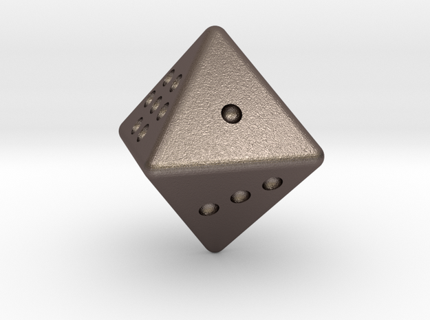 D8 dice  in Polished Bronzed-Silver Steel