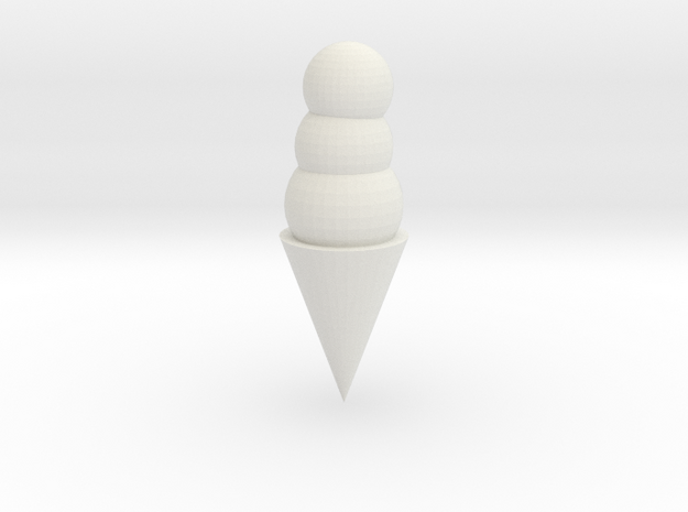 Ice cream Ball(IB) in White Natural Versatile Plastic: Medium