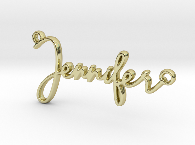 Jennifer Script First Name Pendant in 18k Gold Plated Brass