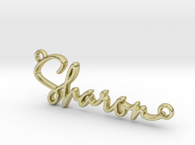 Sharon Script First Name Pendant in 18k Gold Plated Brass