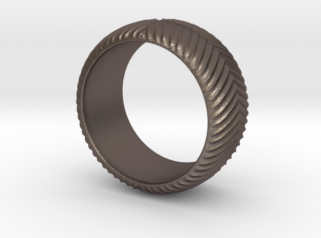 Knurled Ring in Polished Bronzed-Silver Steel: 8 / 56.75