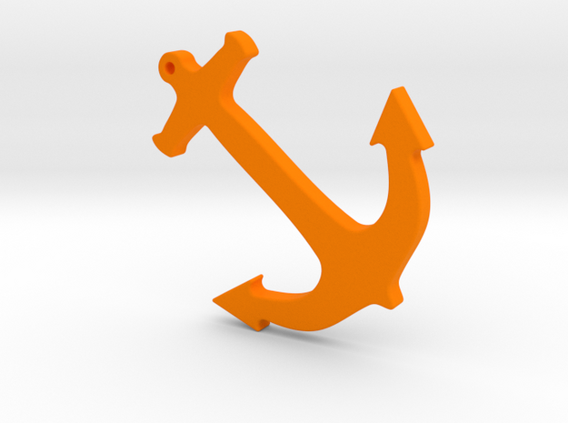  Anchor Nautical Necklace / Pendant-10 in Orange Processed Versatile Plastic