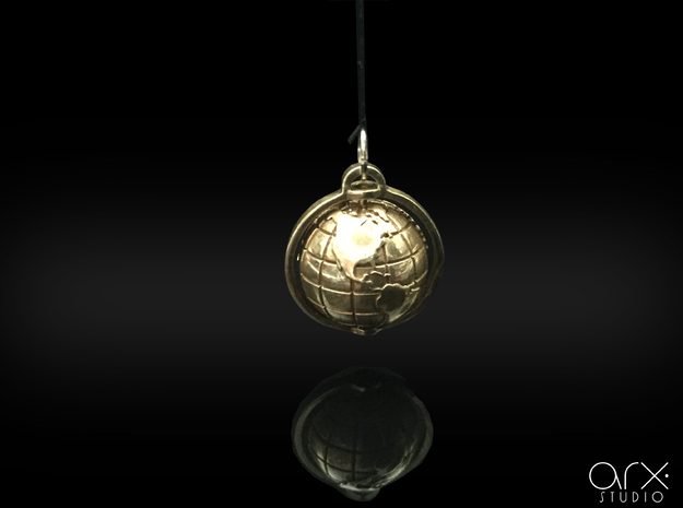 World Pendant in Polished Brass: Extra Small
