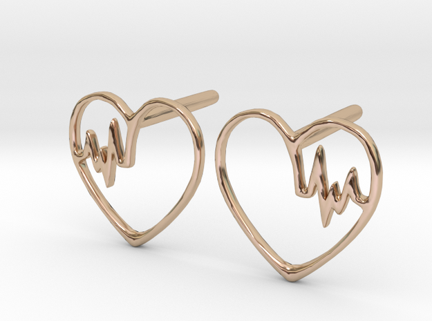 Heartbeat Earrings in 14k Rose Gold Plated Brass