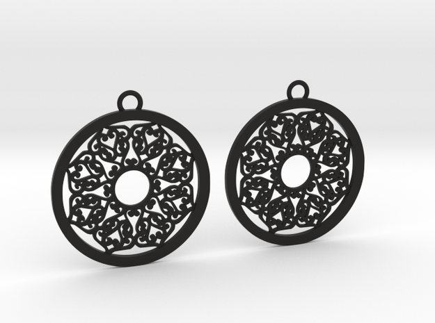 Ornamental earrings no.2 in Black Natural Versatile Plastic