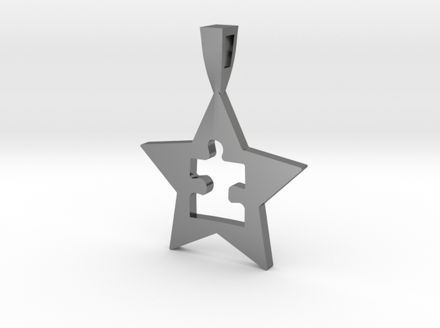 AUTISM STAR in Fine Detail Polished Silver