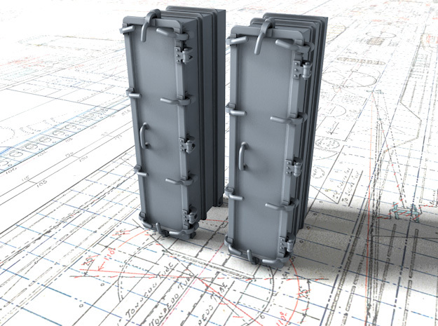 1/48 Royal Navy 4.7" Ready Use Lockers (Tall) x2 in Tan Fine Detail Plastic