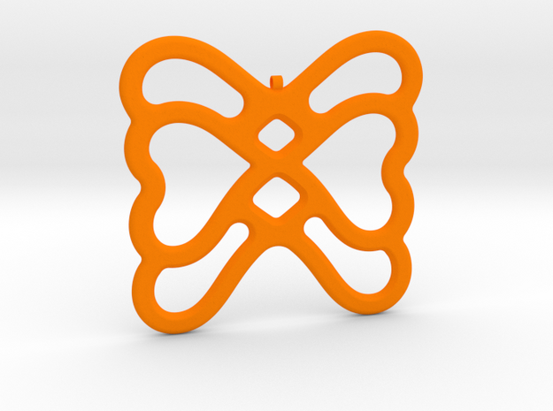 Butterfly Pendant / Necklace-22 in Orange Processed Versatile Plastic