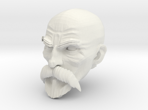 Bald Head with facial hair 1 in White Natural Versatile Plastic