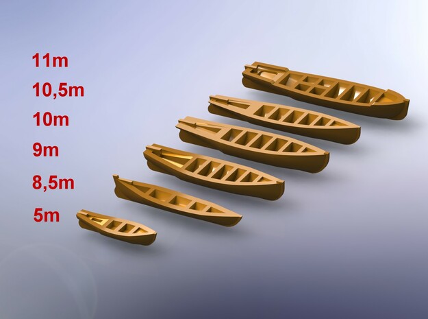Rowing Boats 1/1250 in Clear Ultra Fine Detail Plastic