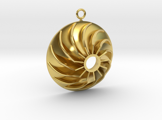 Impeller Earring in Polished Brass