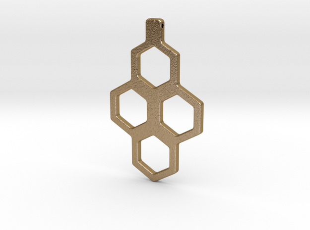 Honeycomb Necklace-35 in Polished Gold Steel