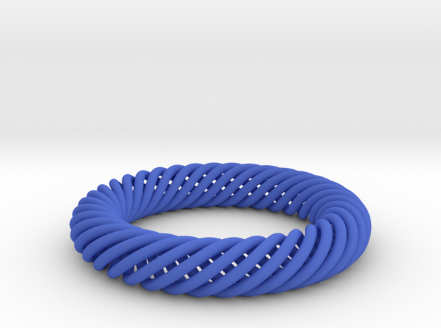 Torus Knot Bracelet 70mm inner diameter in Blue Processed Versatile Plastic