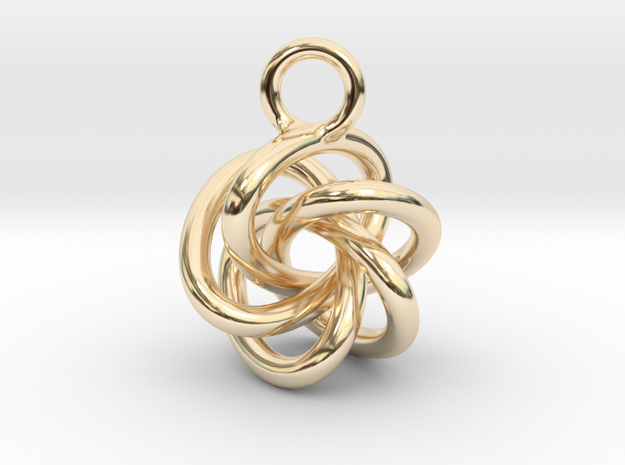 5-Knot Earring 15mm wide in 14k Gold Plated Brass