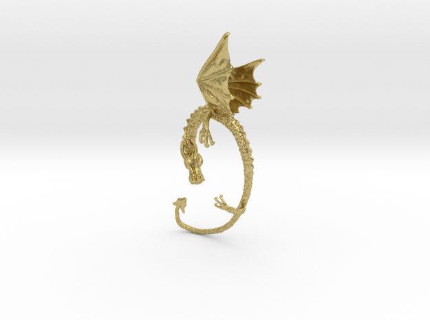 Dragon earrings  in Natural Brass
