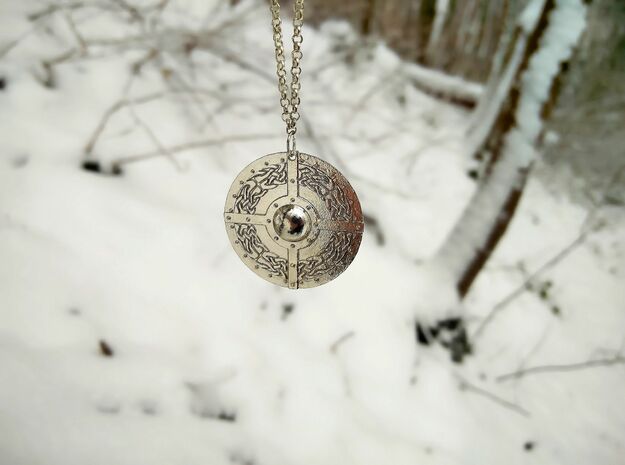 Celtic Shield Pendant in Natural Silver