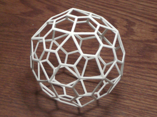 Pentagonal Hexecontehedron, large in White Natural Versatile Plastic