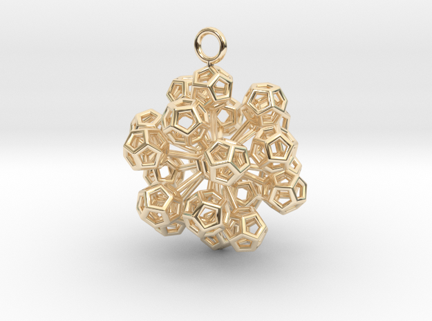 Dodecahedrons at vertex earrings in 14k Gold Plated Brass
