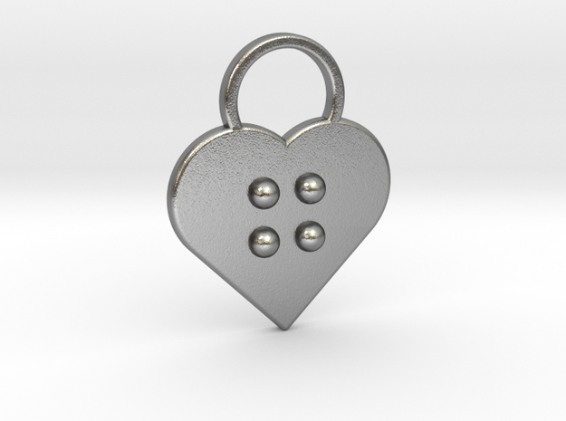 "g" Braille Heart in Natural Silver