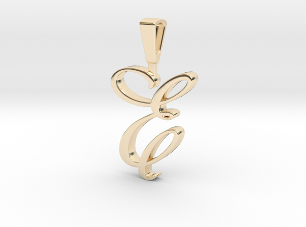 INITIAL PENDANT E in 14k Gold Plated Brass