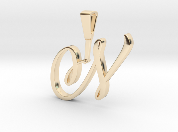 INITIAL PENDANT N in 14k Gold Plated Brass