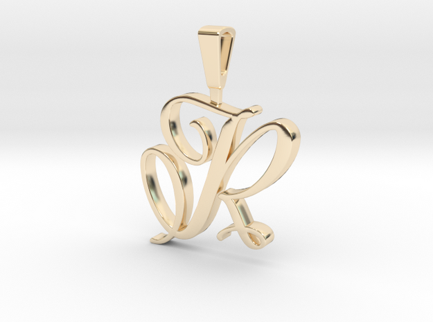 INITIAL PENDANT R in 14k Gold Plated Brass