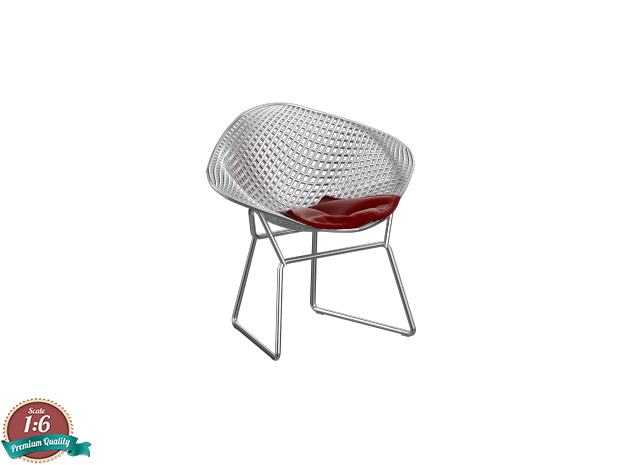 1:12 Miniature Diamond Chair - Harry Bertoia in Tan Fine Detail Plastic