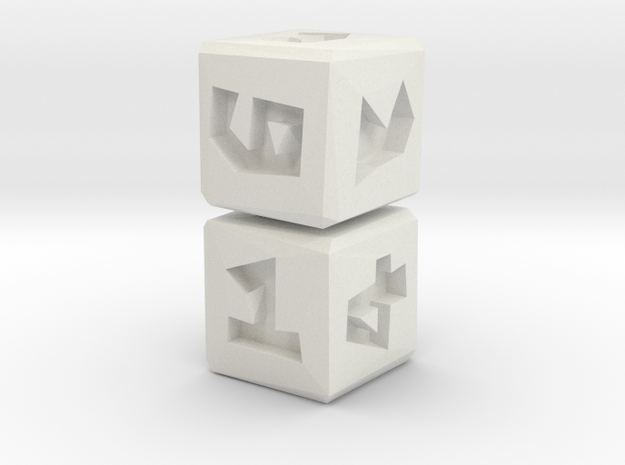 Low Poly Die .5 inch 2 pack in White Natural Versatile Plastic