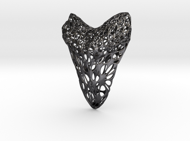 Shark Tooth Voronoi Pendant in Polished and Bronzed Black Steel