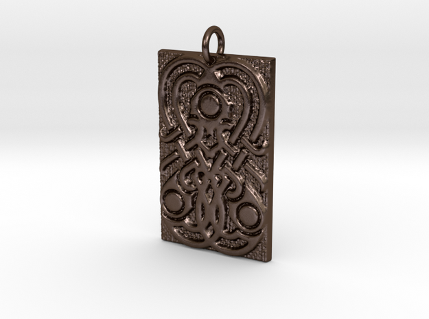Germanic Style motif keychain in Polished Bronze Steel