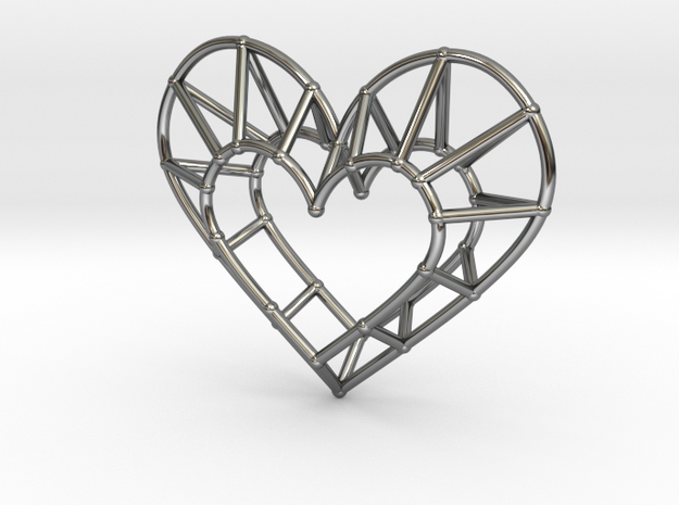 Minimalist Heart Pendant in Fine Detail Polished Silver
