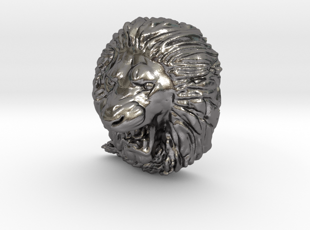 Angry Lion Pendant in Polished Nickel Steel