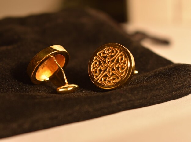 Dara Celtic Knot cuff links in 14k Gold Plated Brass