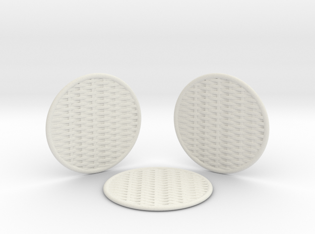 3 Braided Coasters  in White Natural Versatile Plastic