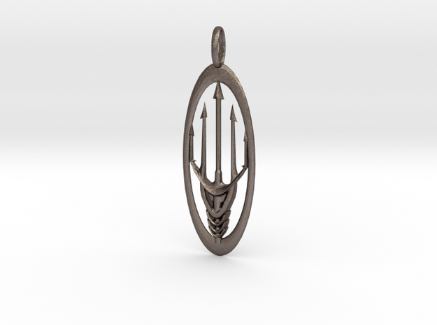 Trident Pendant in Polished Bronzed-Silver Steel