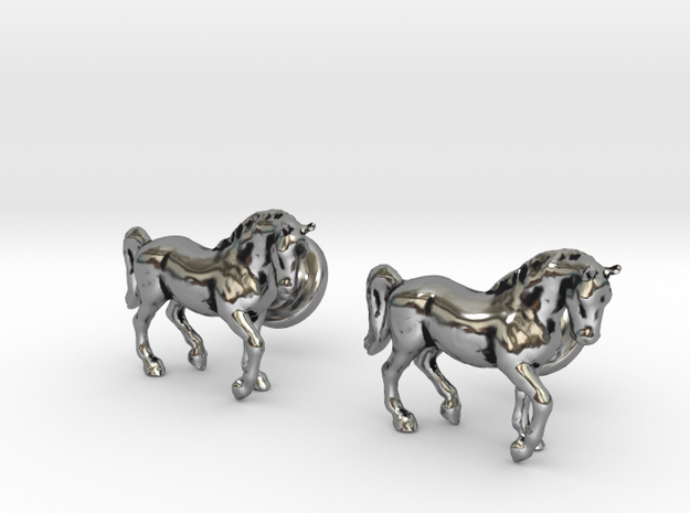 Stallion cufflinks in Antique Silver