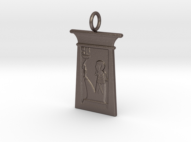 Enshrined Ptah amulet in Polished Bronzed-Silver Steel