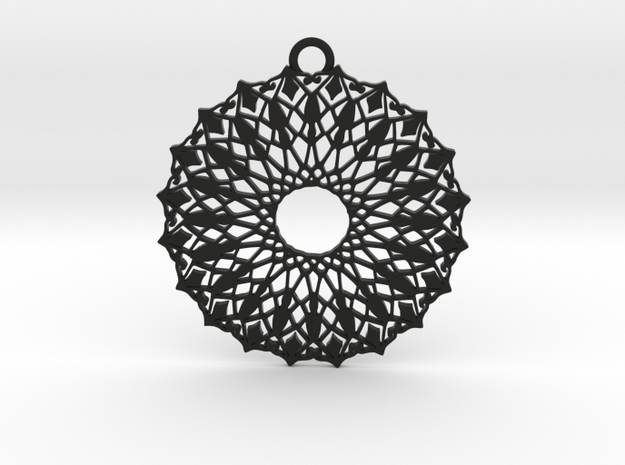 Ornamental pendant no.6 in Black Natural Versatile Plastic