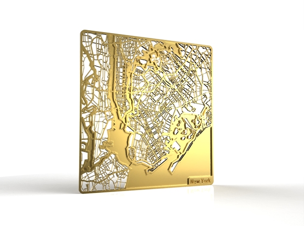 New York in 18k Gold Plated Brass