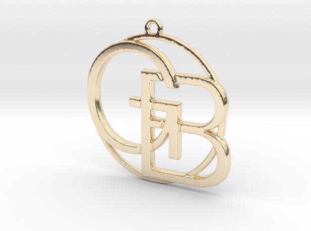 G&B Monogram Pendant in 14k Gold Plated Brass
