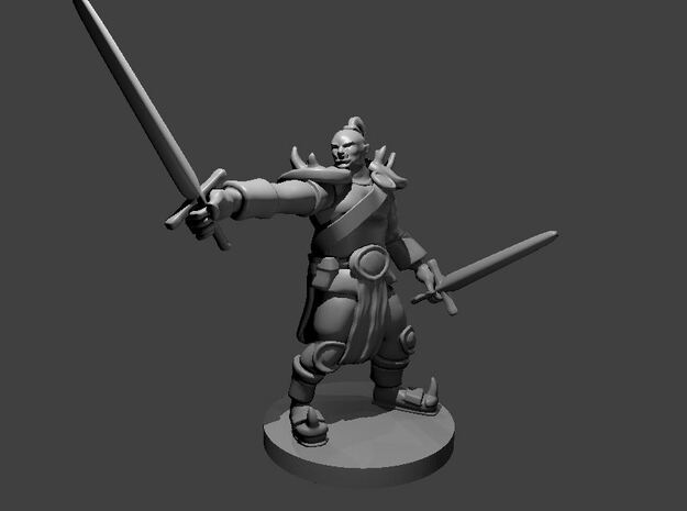 Half Orc Male Barbarian two swords in Tan Fine Detail Plastic