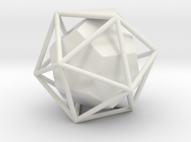 Dual Solids Icosahedron-Dodecahedron in White Natural Versatile Plastic