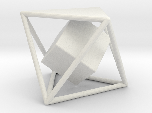 Dual Solids Octahedron-Cube (no hole) in White Natural Versatile Plastic