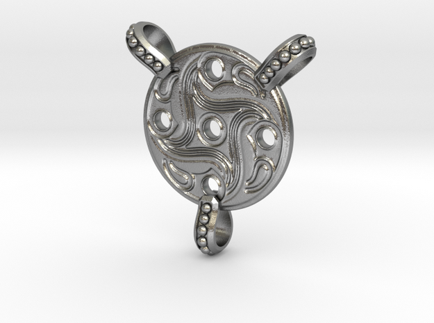 Germanic Shield IID- necklace center piece in Natural Silver